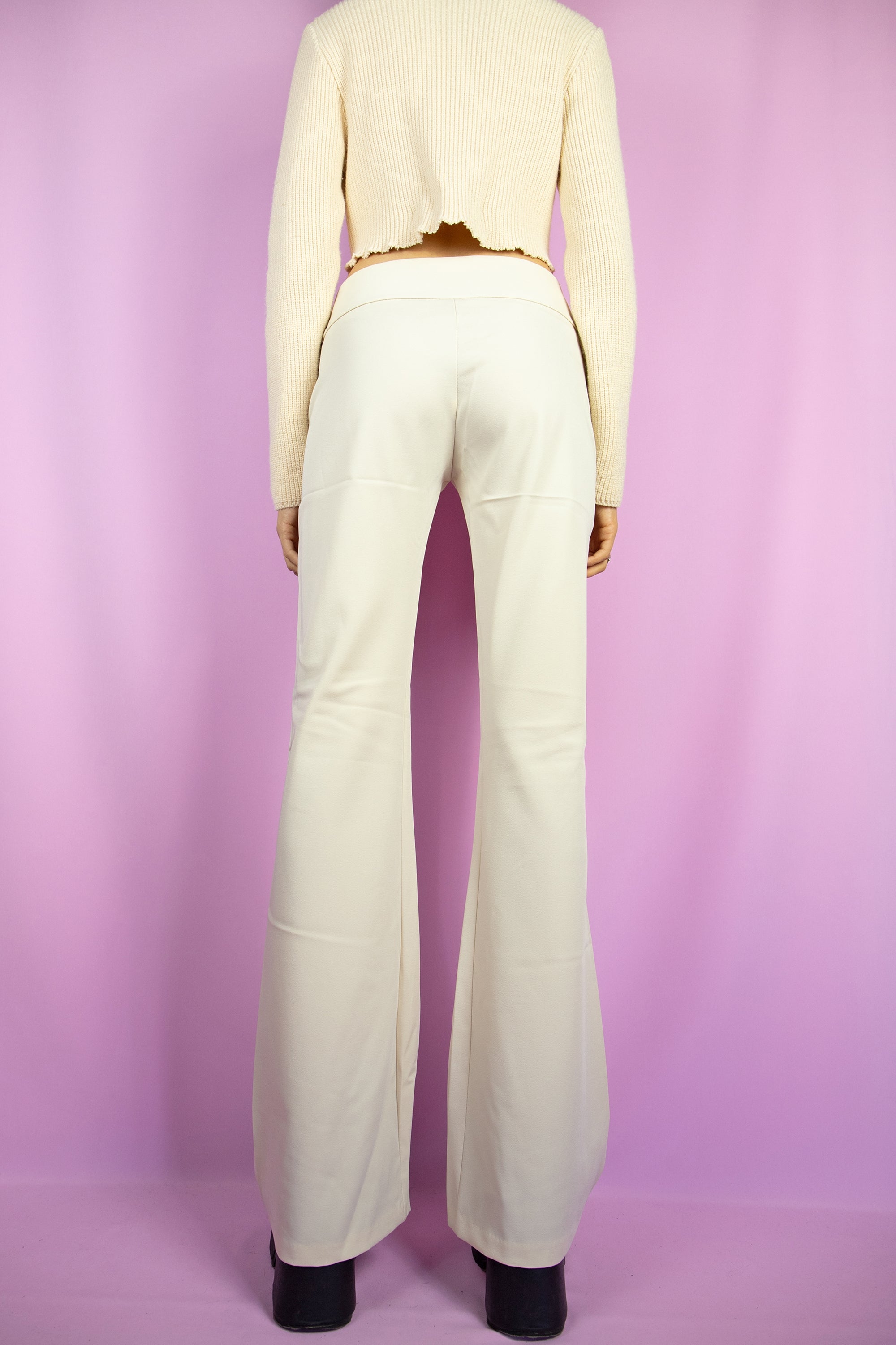 Vintage Y2K Beige Belted Flare Pants - S – Adult World Shop