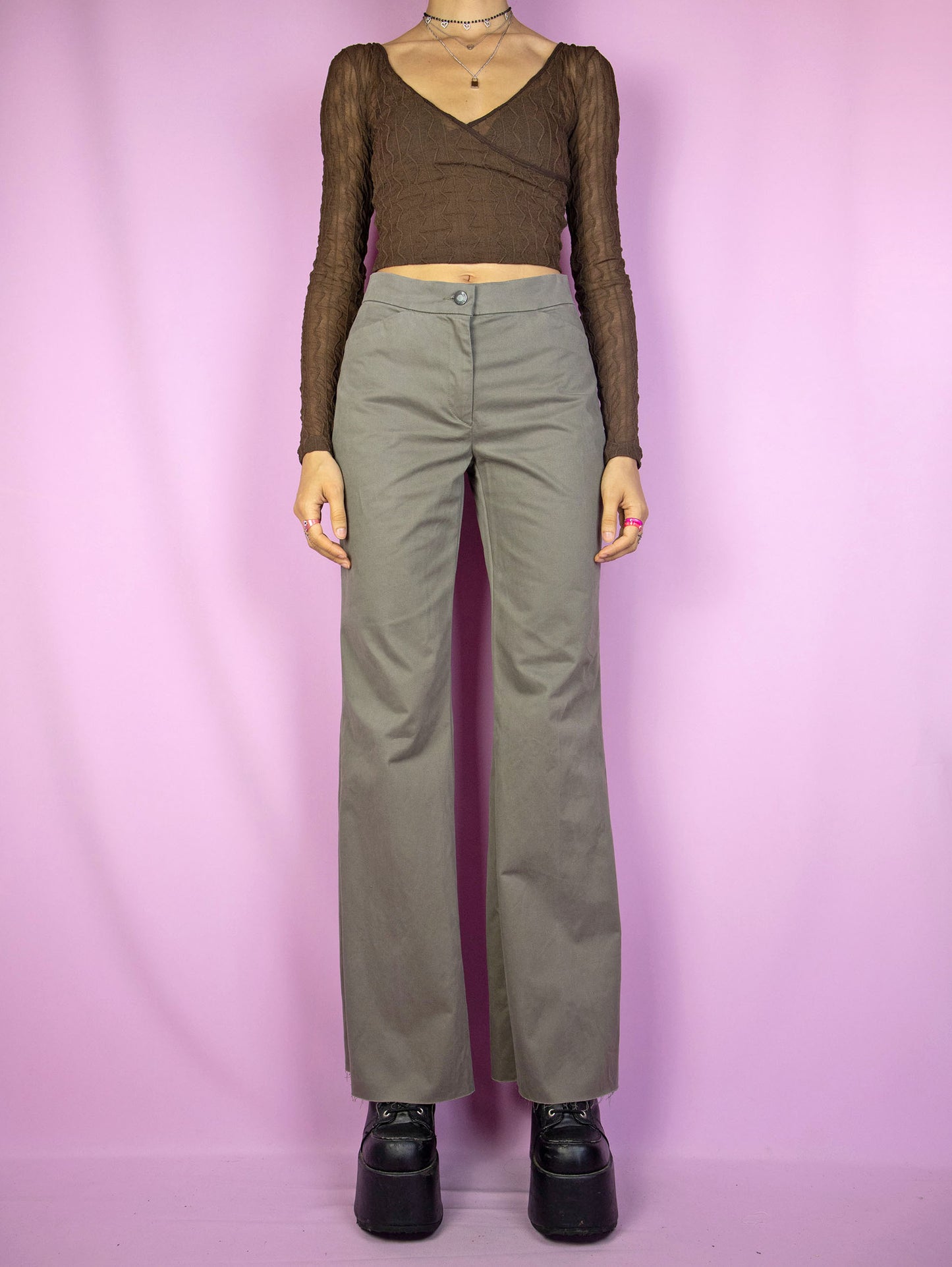 Vintage Y2K Khaki Wide Leg Pants - XS