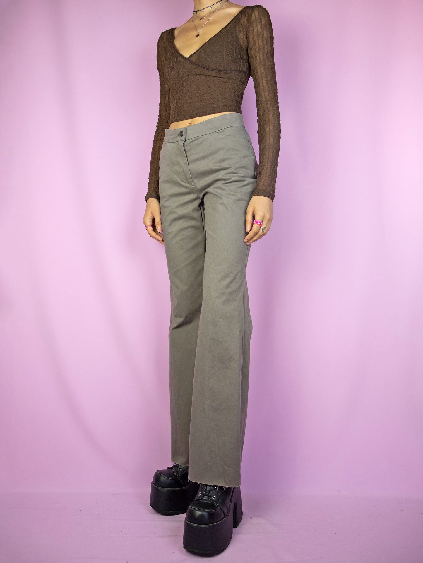 Vintage Y2K Khaki Wide Leg Pants - XS