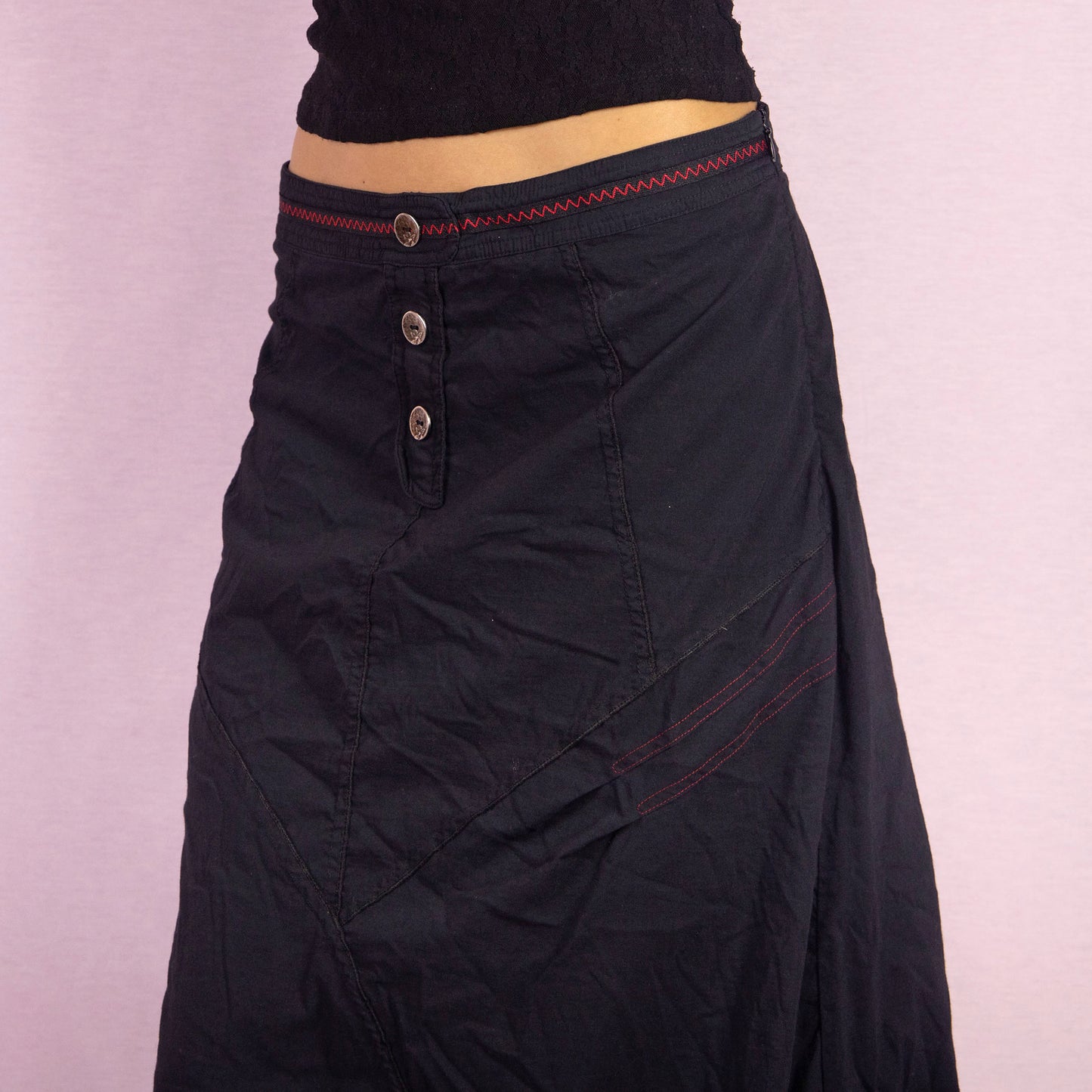 Vintage Y2K Black Midi Balloon Skirt - L