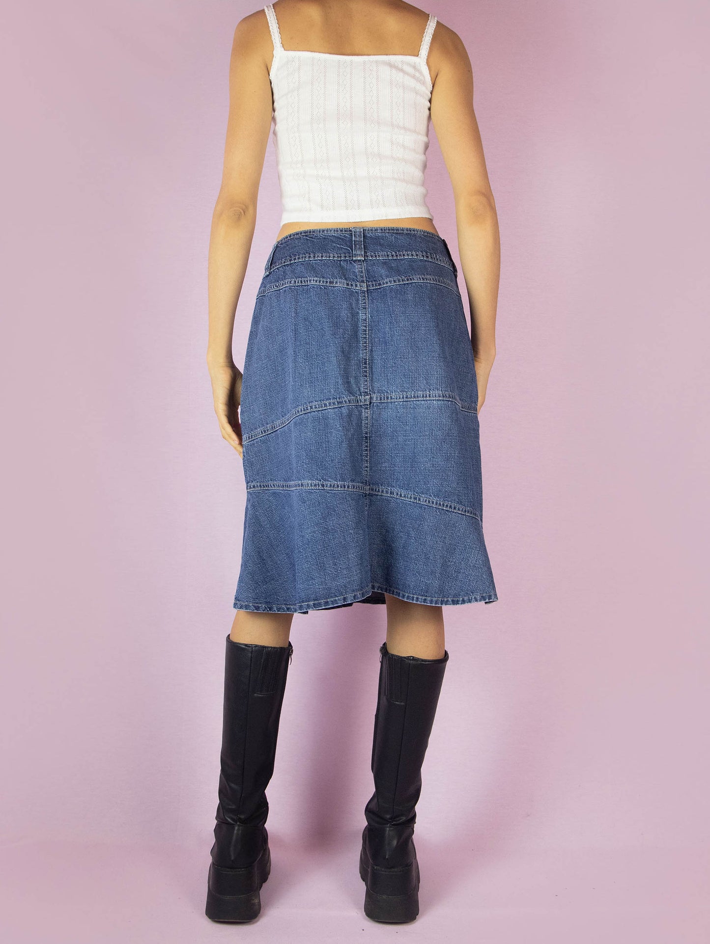 Y2K Midi Trumpet Denim Skirt - L