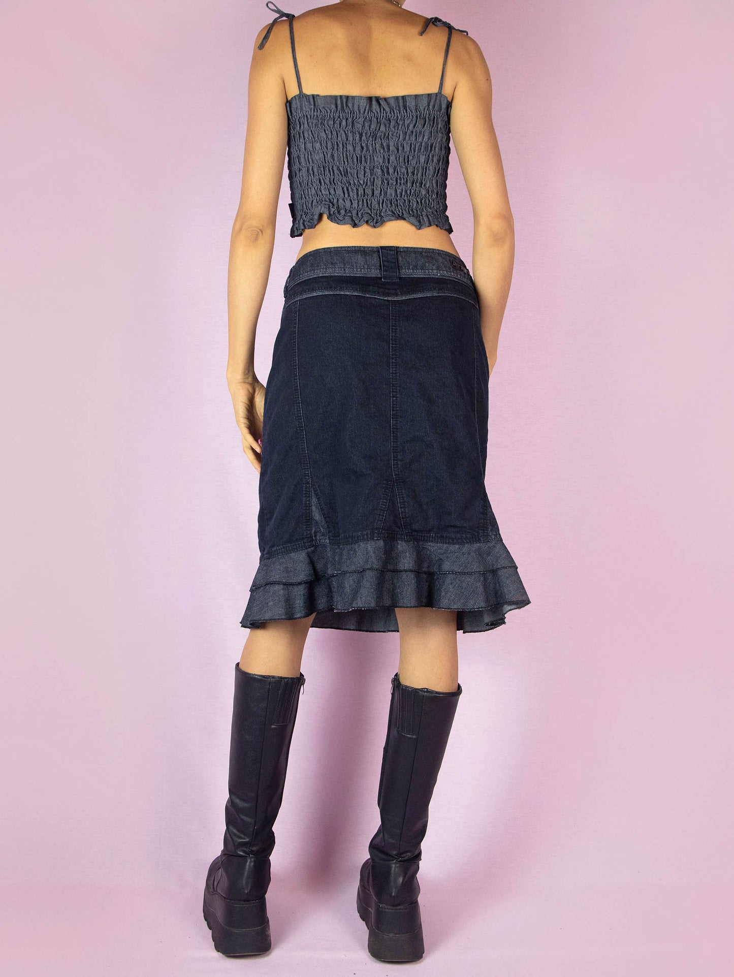 Y2K Dark Denim Trumpet Skirt - L