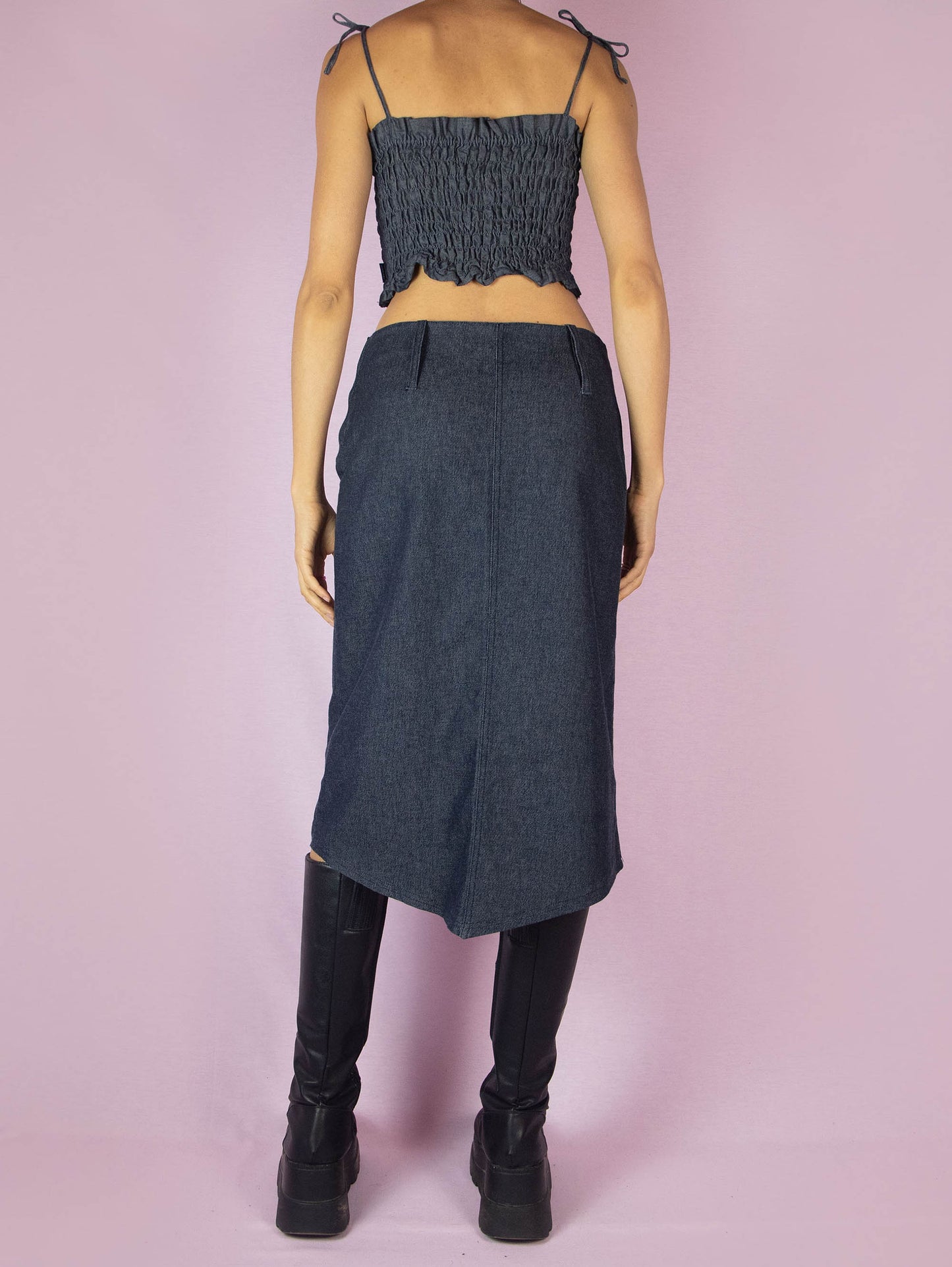 Y2K Dark Denim Midi Skirt - S