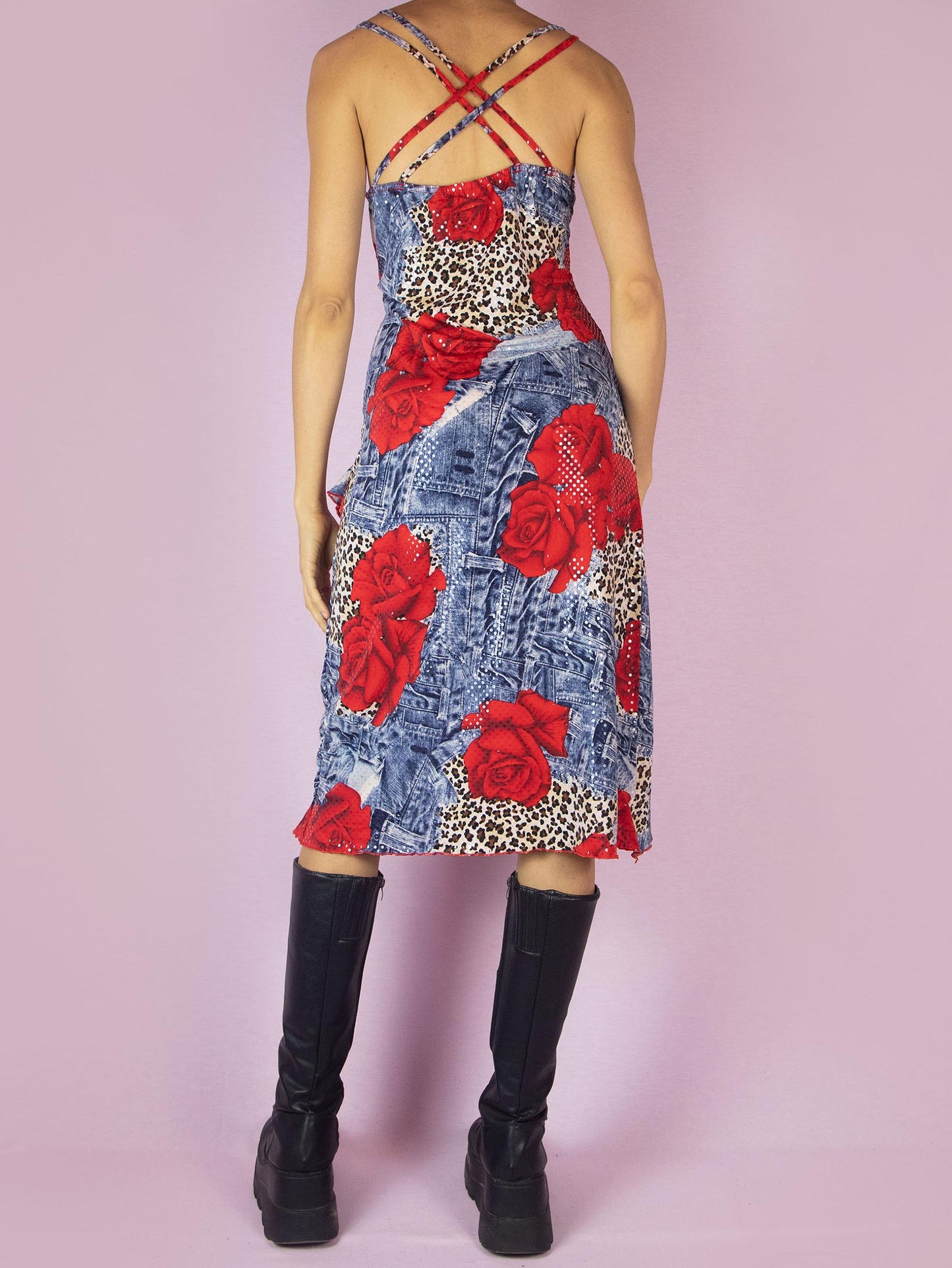 Y2K Cowl Tulip Midi Dress - M