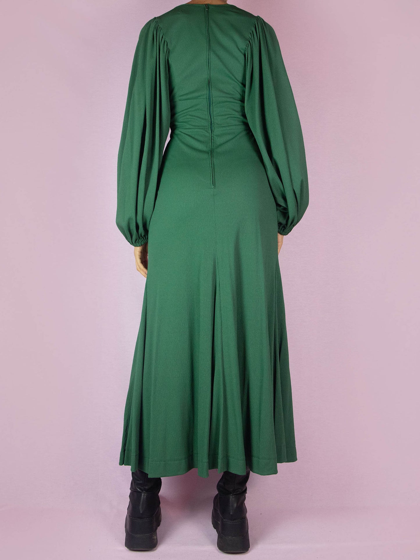 Vintage 70s Green Maxi Dress - S