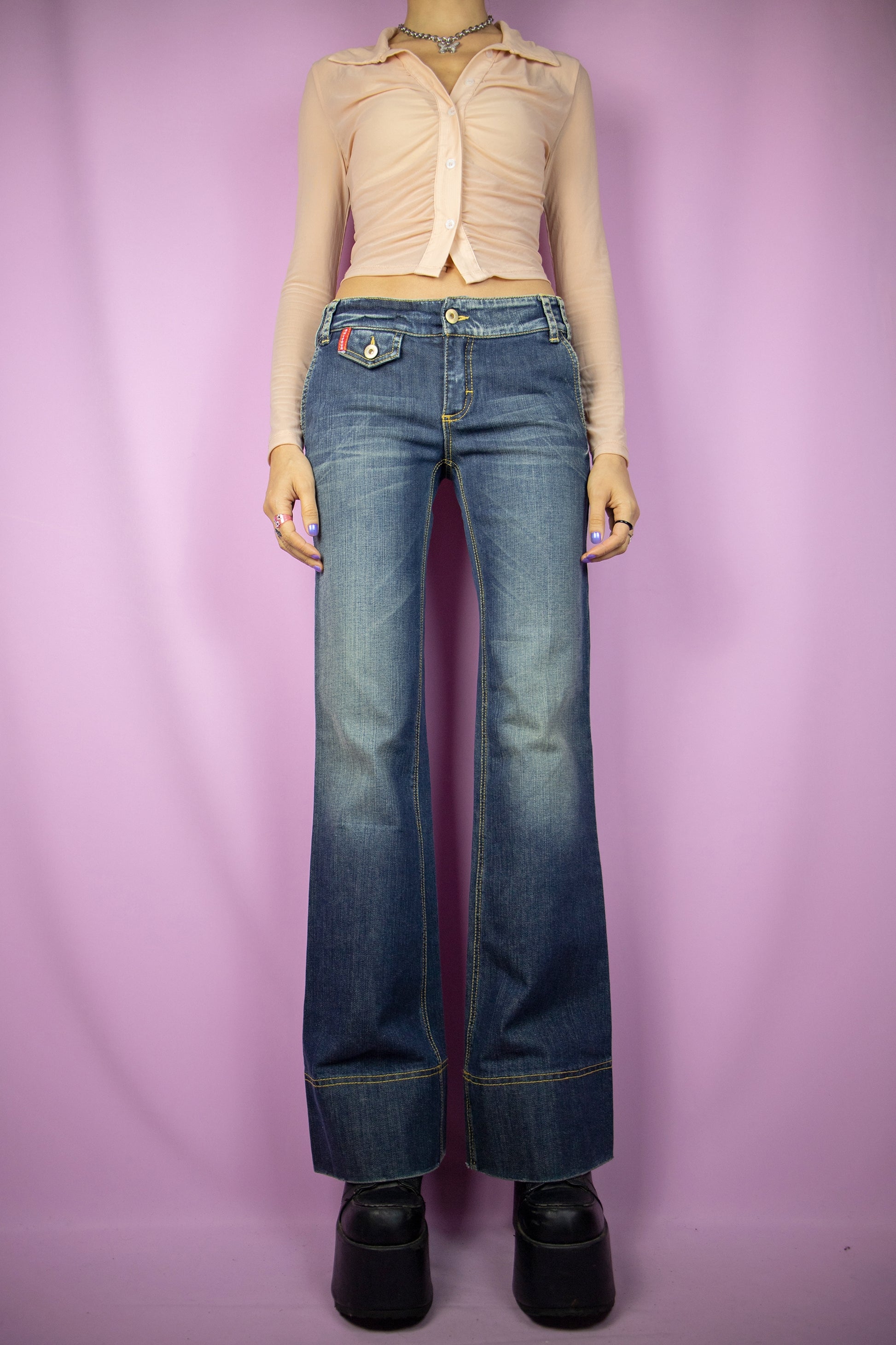 Buy Y2k Bell Bottom Jeans for Women Low Rise Skinny Flare Jeans