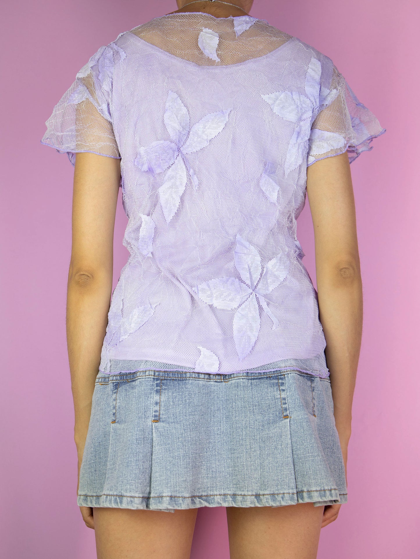 Y2K Lilac Lace Top - L