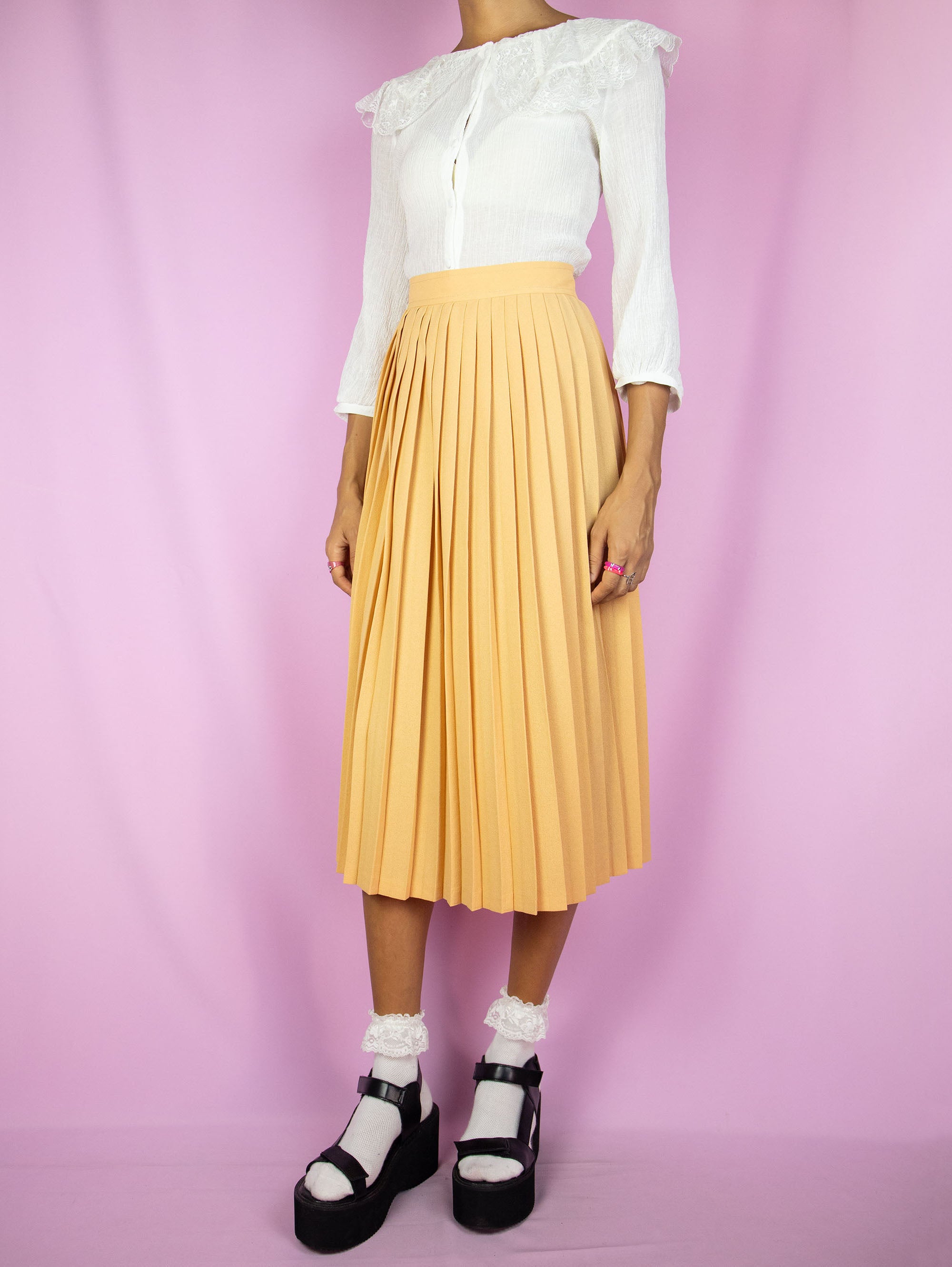 Vintage pleated 2025 midi skirt