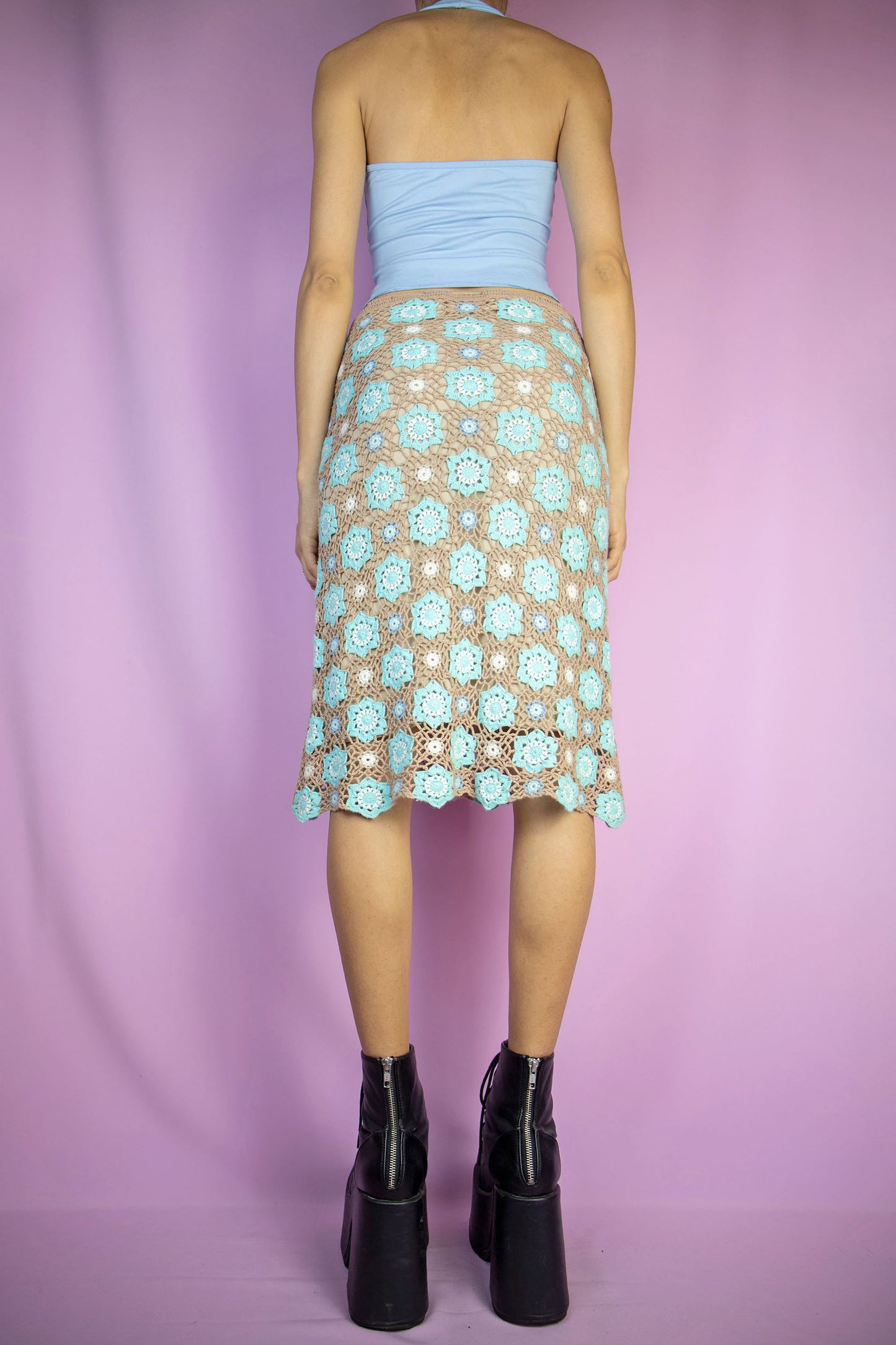 Y2K Floral Crochet Skirt - S