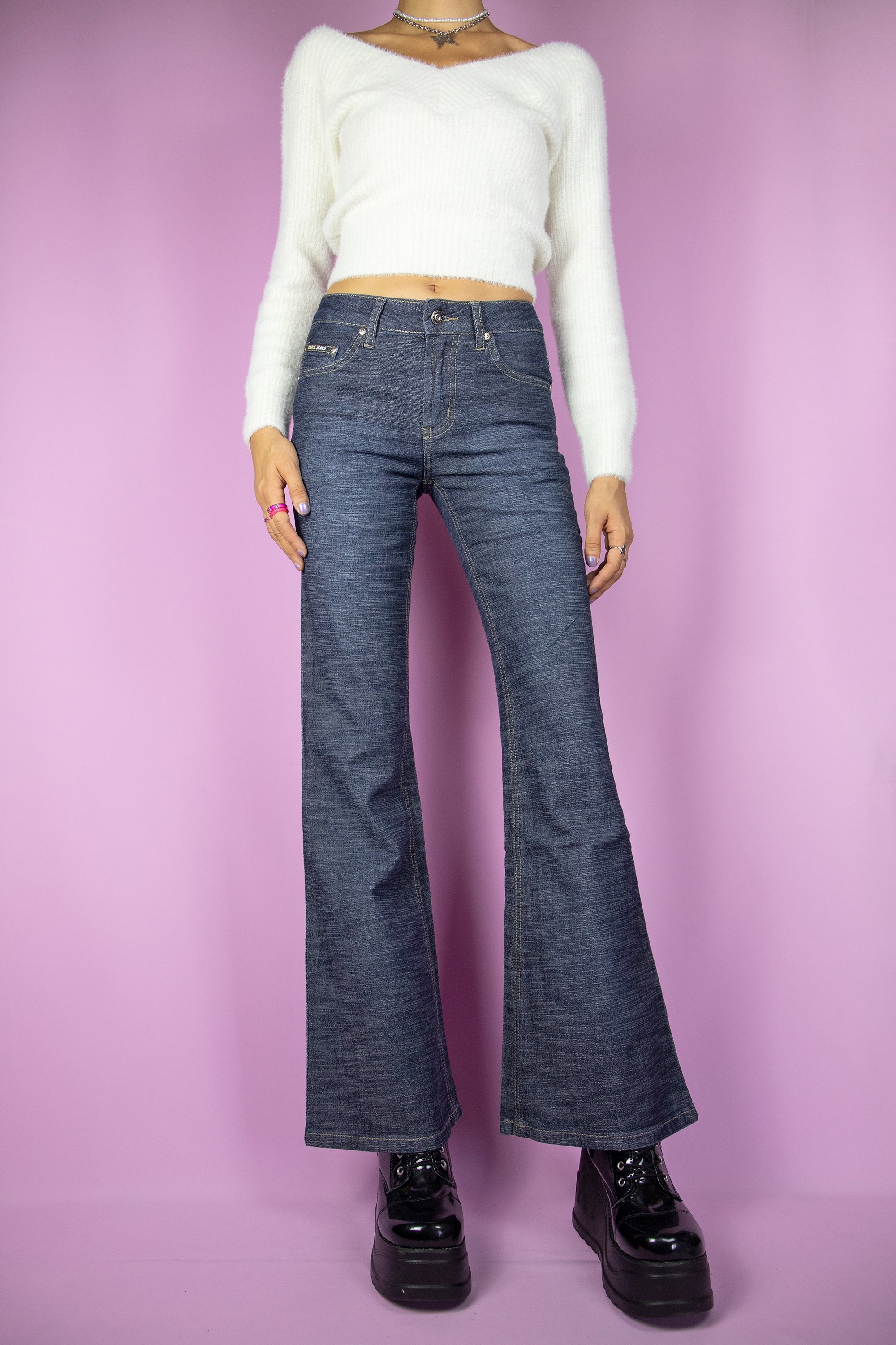 Y2K Dark Denim Flare Jeans - XXS