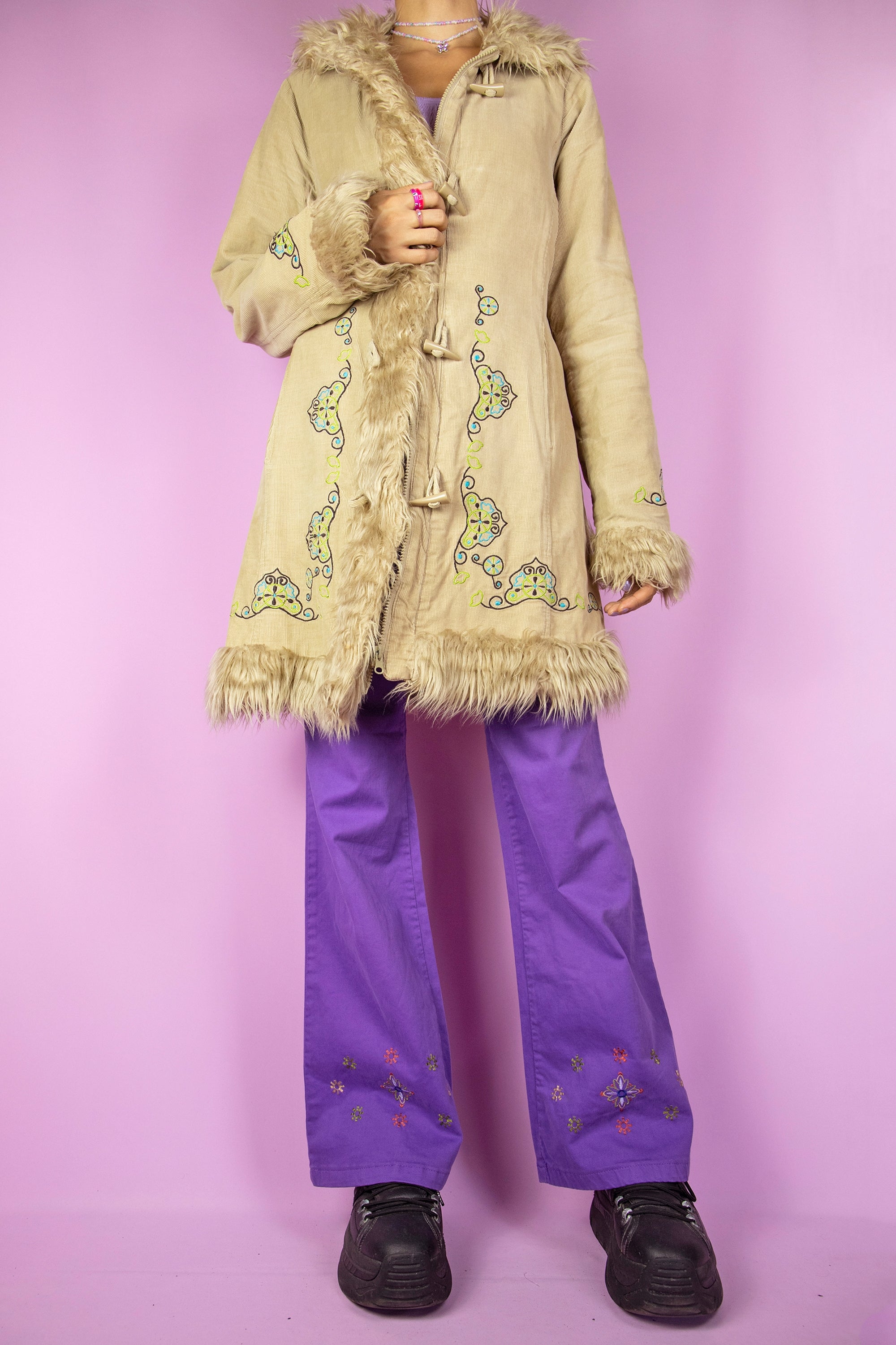 Y2K Beige Afghan Inspired Coat - M – Adult World Shop