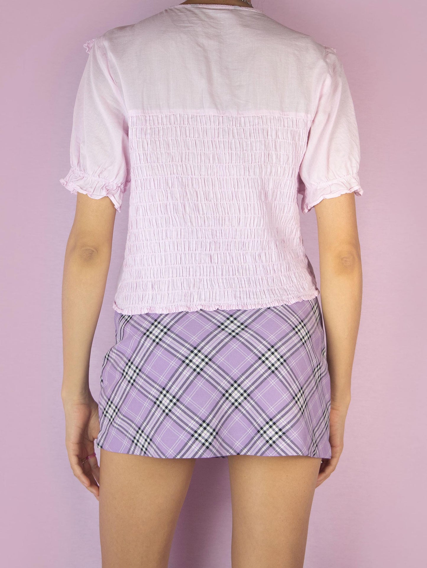 Y2K Pink Collar Blouse - XS