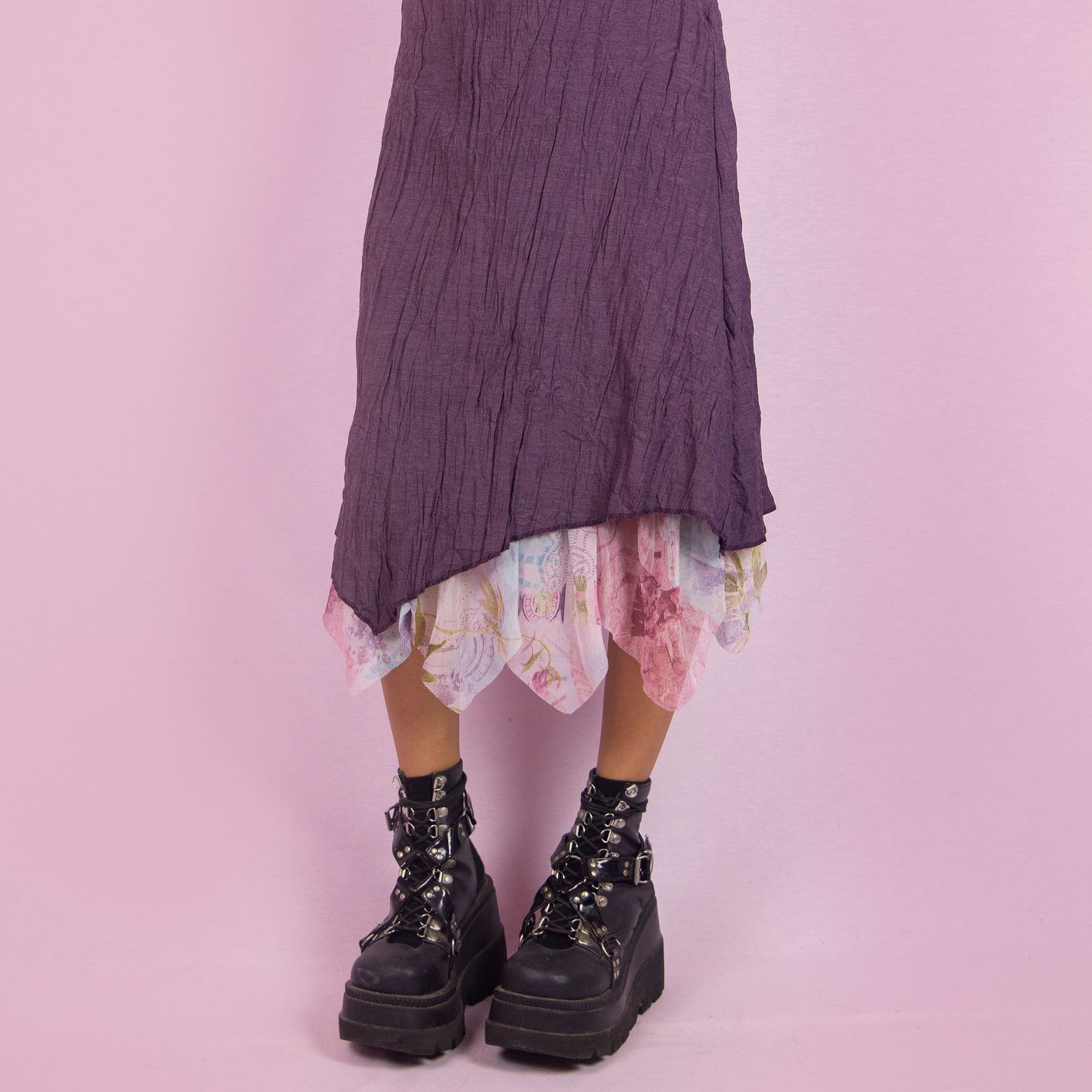 Vintage Y2K Purple Sleeveless Midi Dress - M