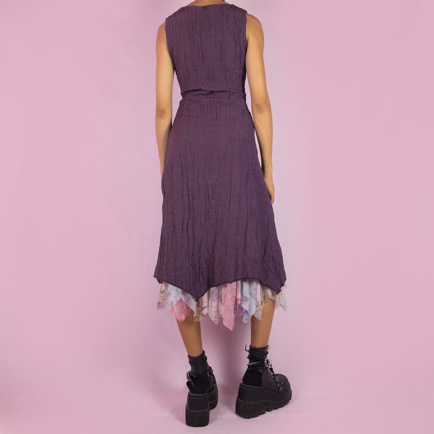 Vintage Y2K Purple Sleeveless Midi Dress - M