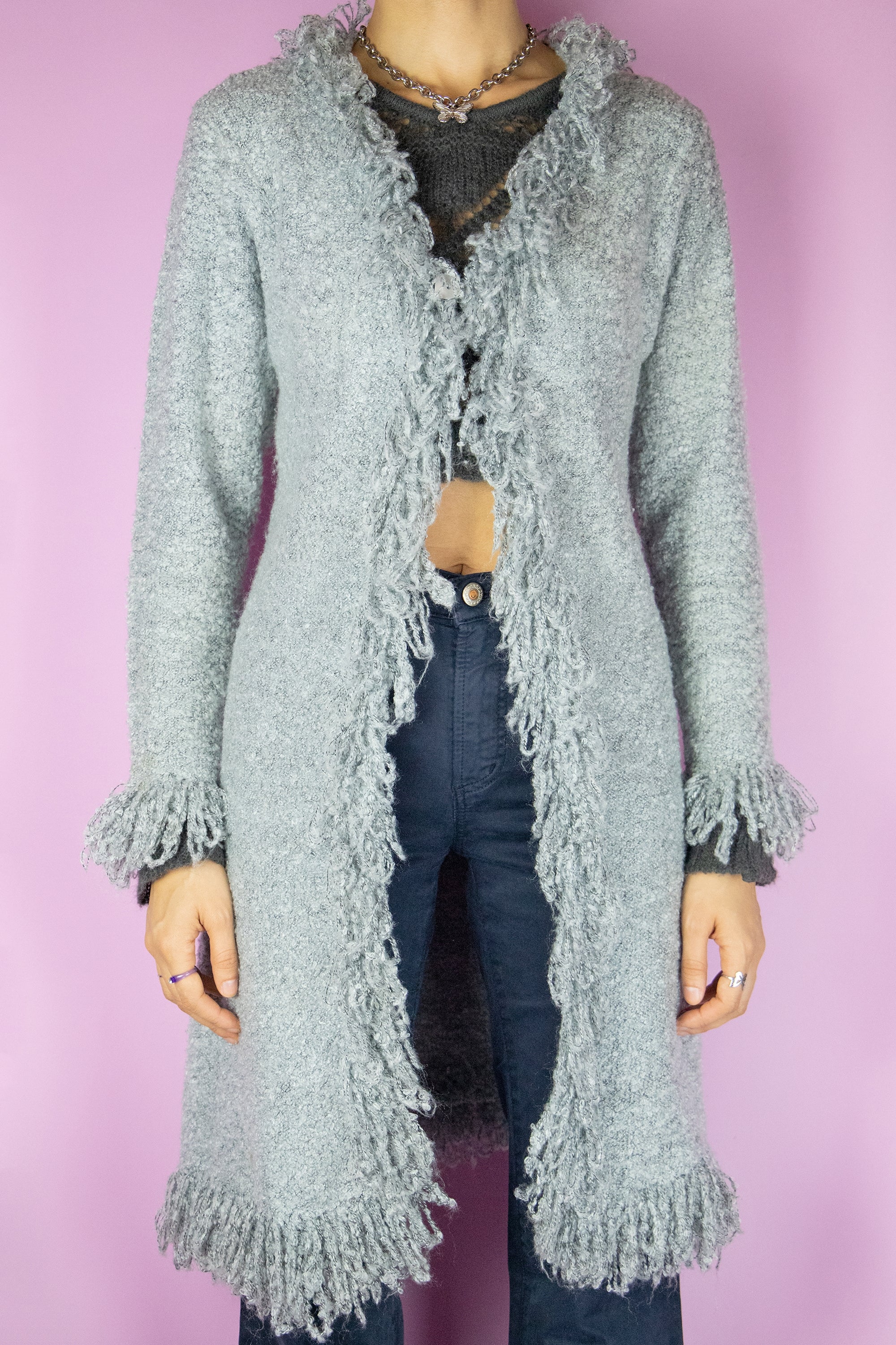 Grey hotsell shaggy cardigan