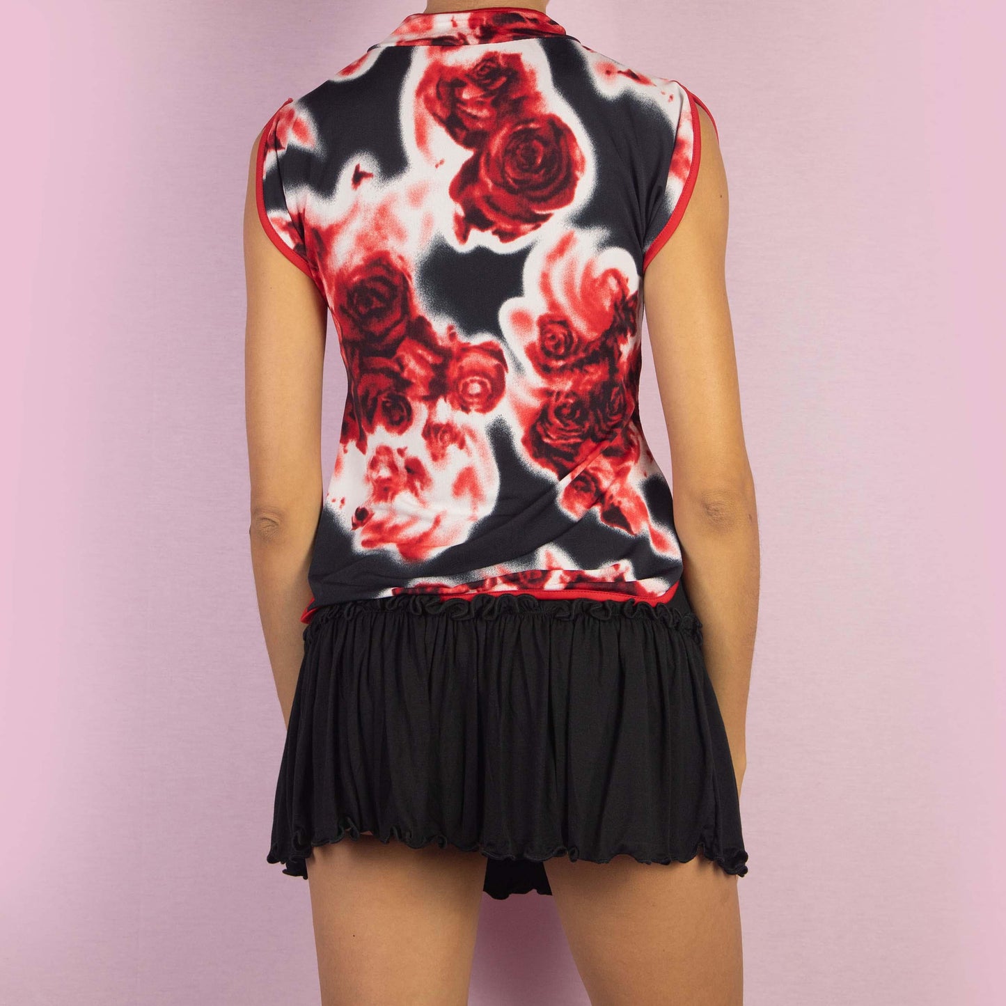 Vintage 90s Rose Print Top - XS