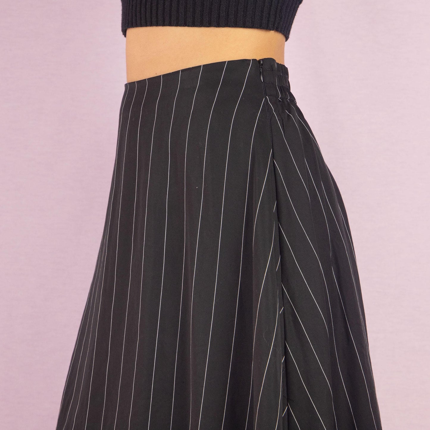 Vintage Y2K Black Pinstripe Mini Skirt - M