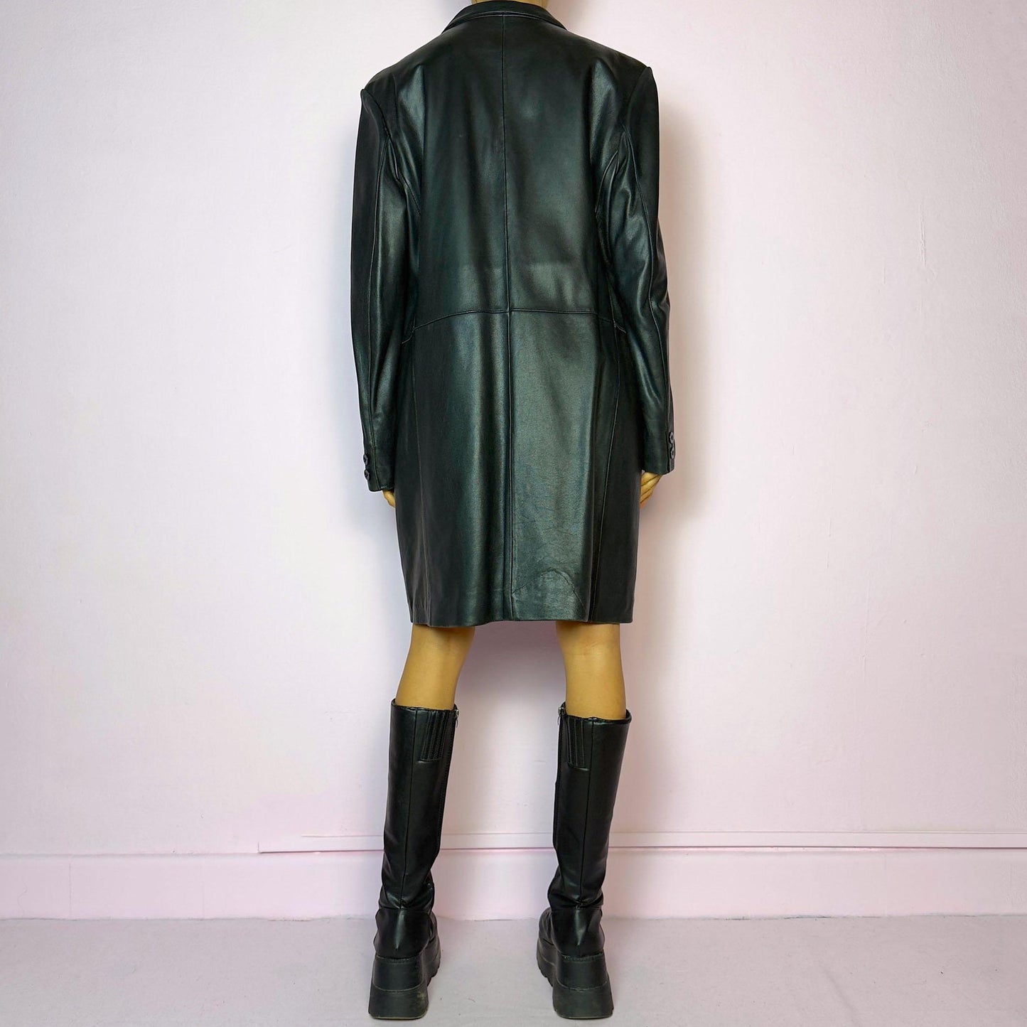 Vintage 90s Black Leather Coat - Size M