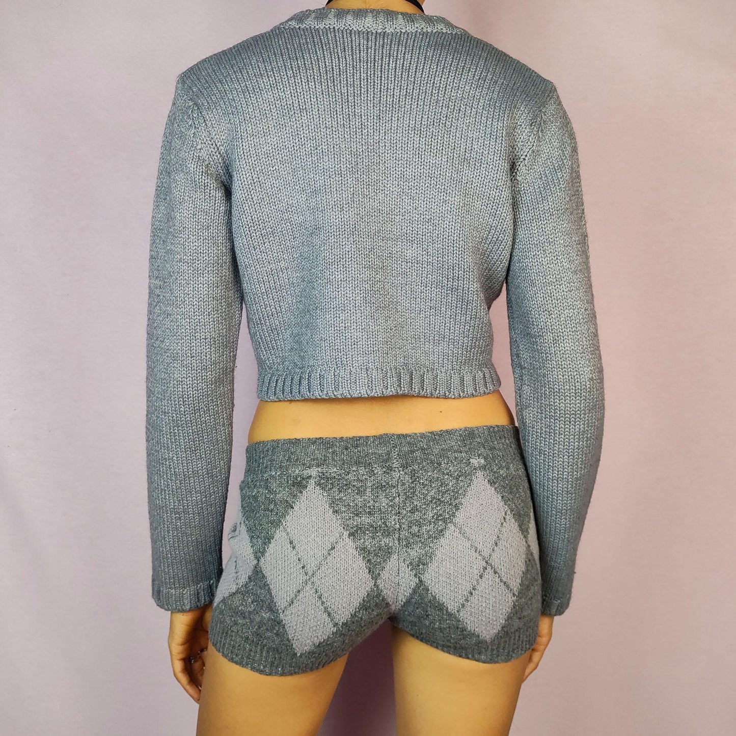 Vintage Y2K Gray Cropped Cardigan – Size XS