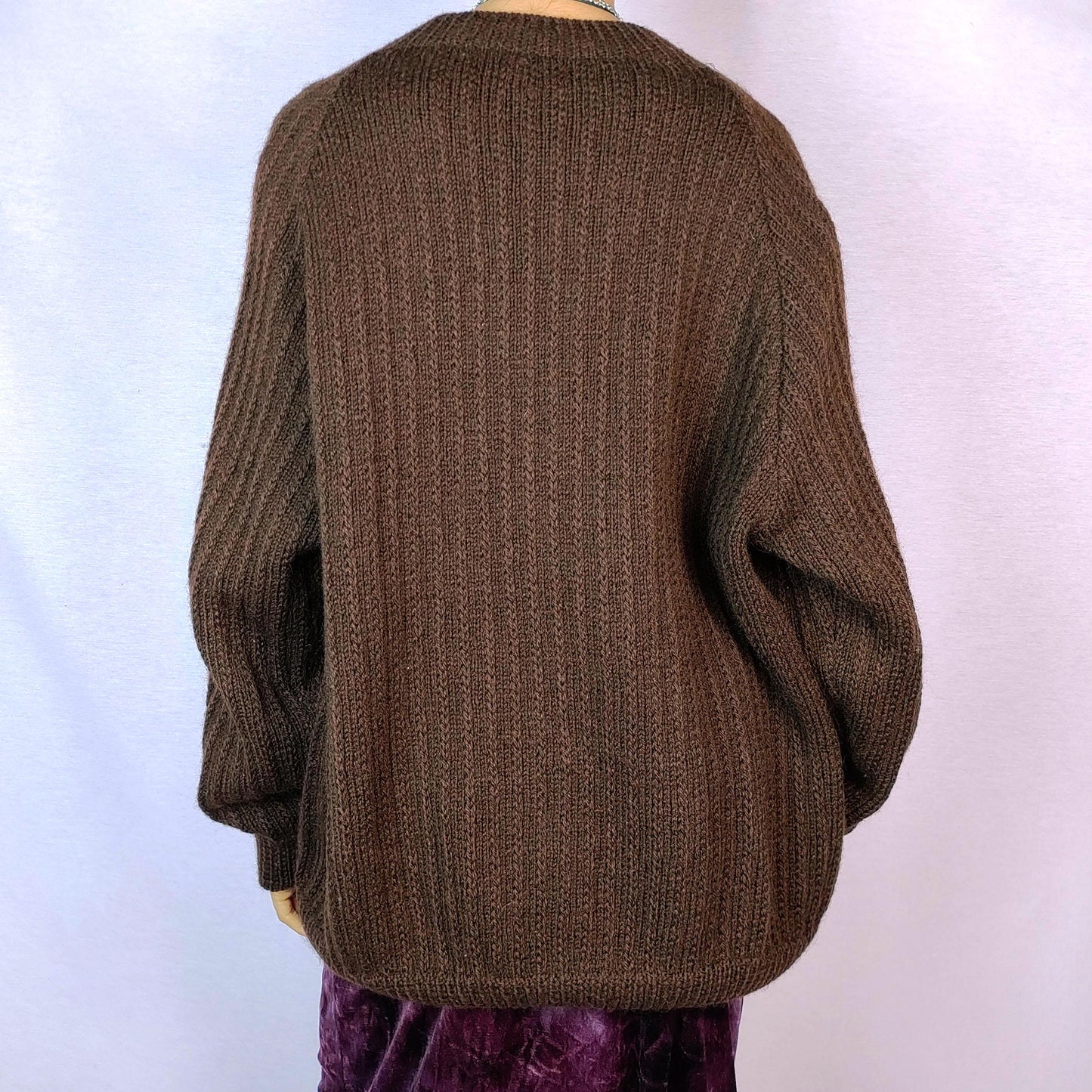 Vintage 90s Brown Zip Cardigan – Size XXL